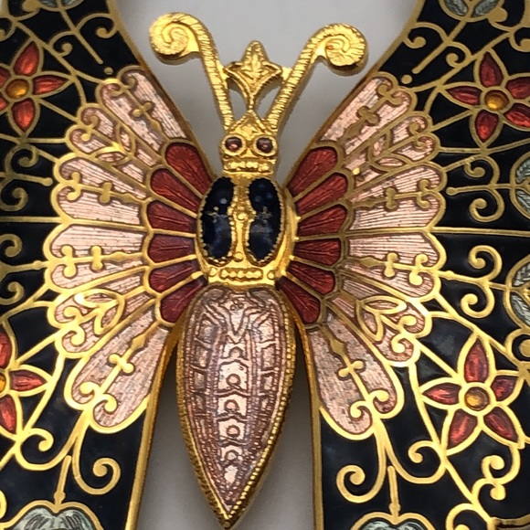 Gorgeous Butterly Pin Brooch VTG 80s Brooch Cloisonné Enamel Statement Pin. - Picture 6 of 9
